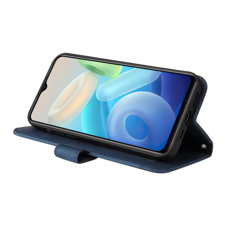 For vivo Y55 / Y75 / T1 5G Skin Feel Life Tree Metal Button Leather Phone Case