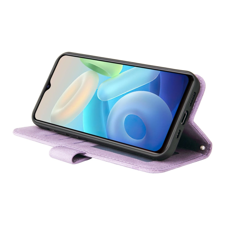 For vivo Y55 / Y75 / T1 5G Skin Feel Life Tree Metal Button Leather Phone Case