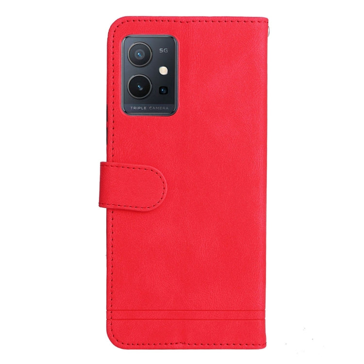 For vivo Y55 / Y75 / T1 5G Skin Feel Life Tree Metal Button Leather Phone Case