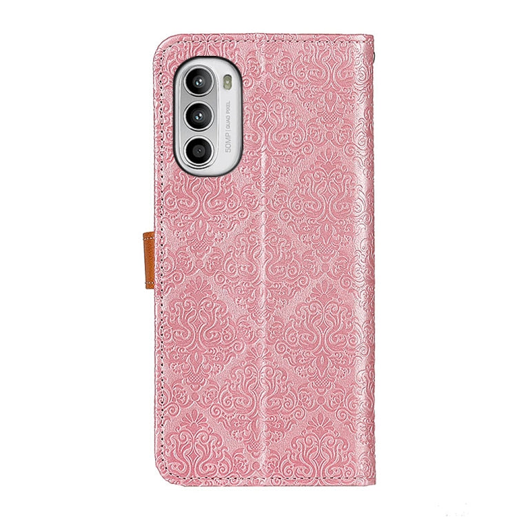 For Motorola Moto G52 4G / G82 5G / G71S European Floral Embossed Flip Leather Phone Case