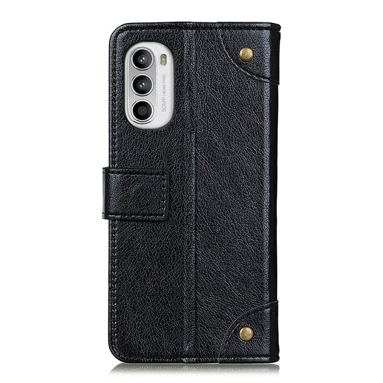 For Motorola Moto G52 4G Copper Buckle Nappa Texture Flip Leather Phone Case