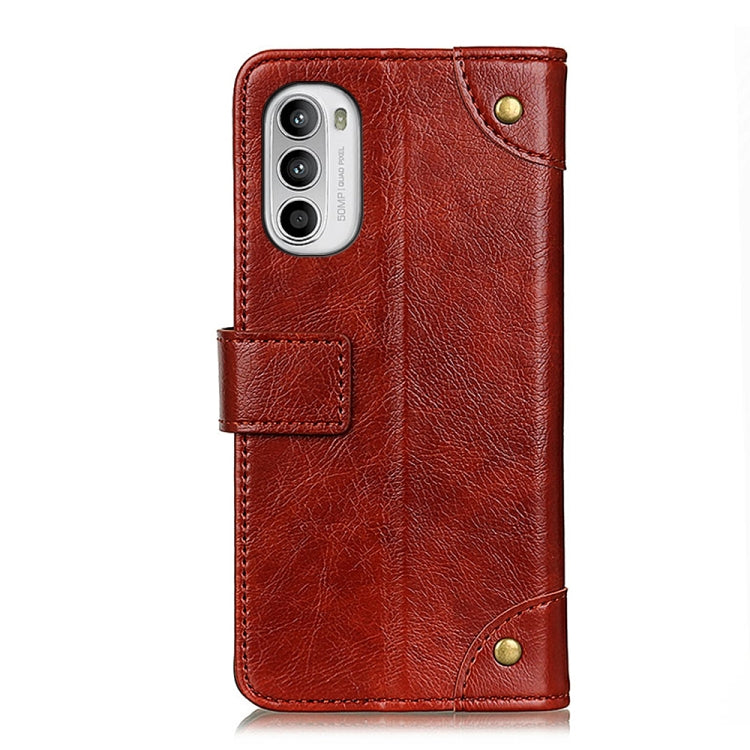 For Motorola Moto G52 4G Copper Buckle Nappa Texture Flip Leather Phone Case
