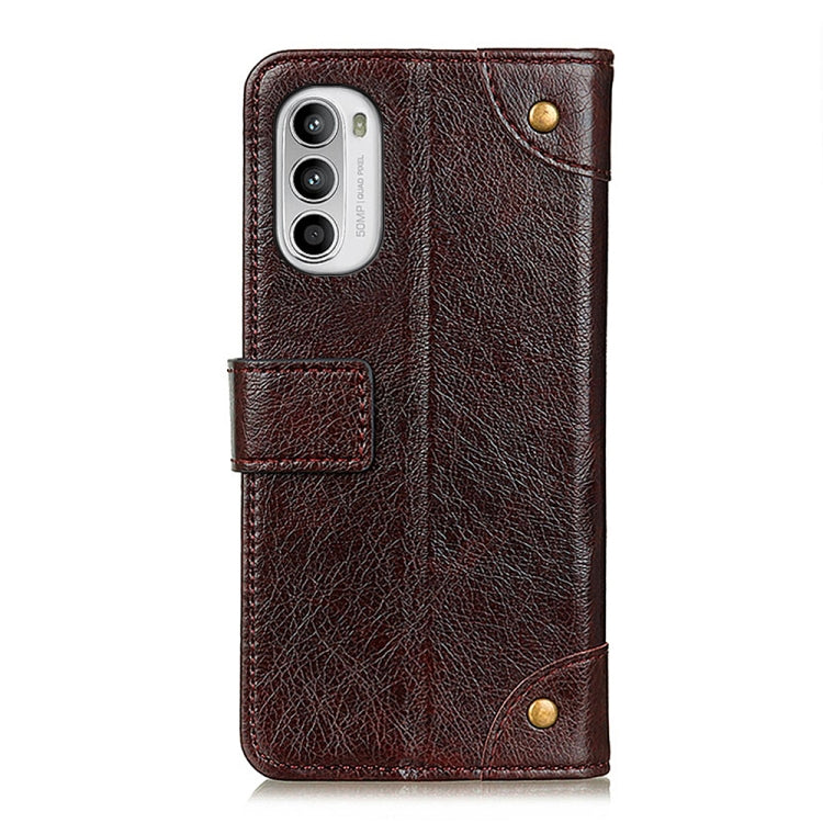 For Motorola Moto G52 4G Copper Buckle Nappa Texture Flip Leather Phone Case