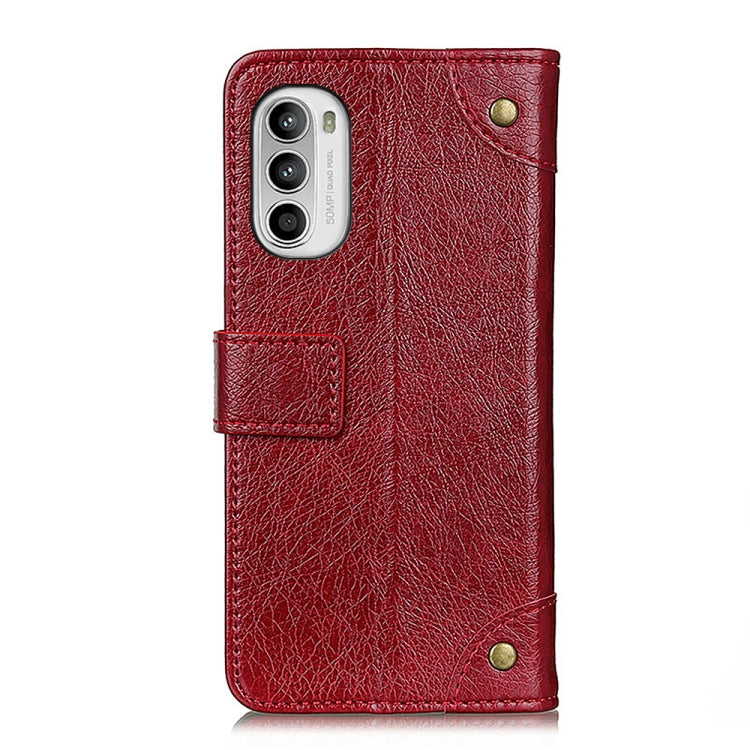 For Motorola Moto G52 4G Copper Buckle Nappa Texture Flip Leather Phone Case