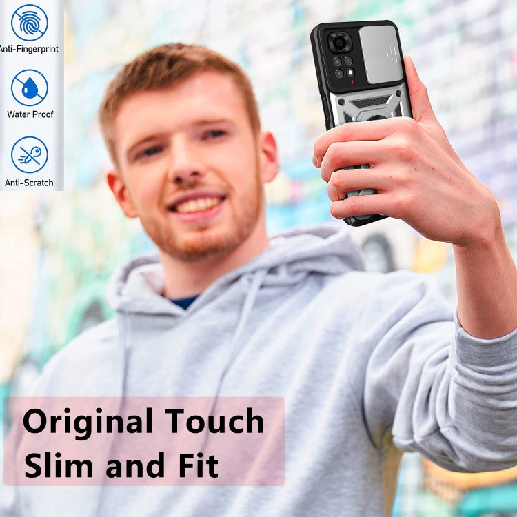 For Xiaomi Redmi Note 11S Sliding Camera Cover Design TPU+PC Protective Phone Case