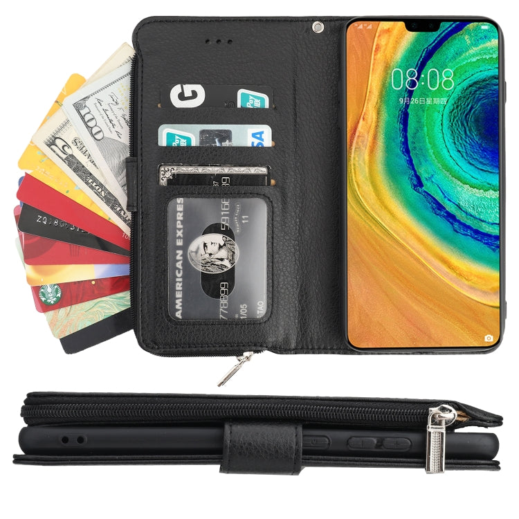 For Huawei Mate 30 Microfiber Zipper Horizontal Flip Leather Case