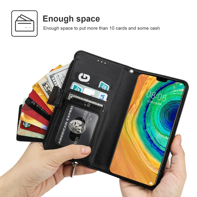For Huawei Mate 30 Microfiber Zipper Horizontal Flip Leather Case