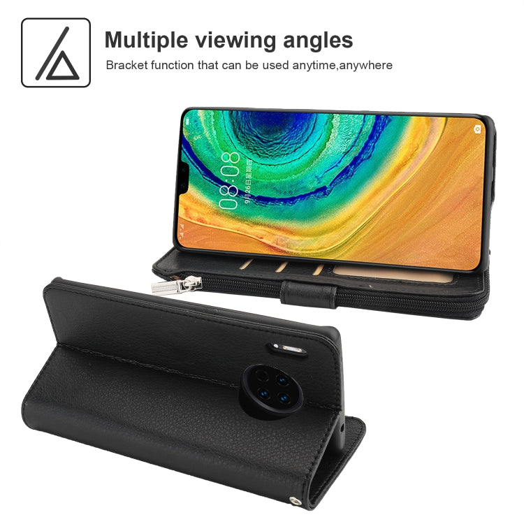 For Huawei Mate 30 Microfiber Zipper Horizontal Flip Leather Case