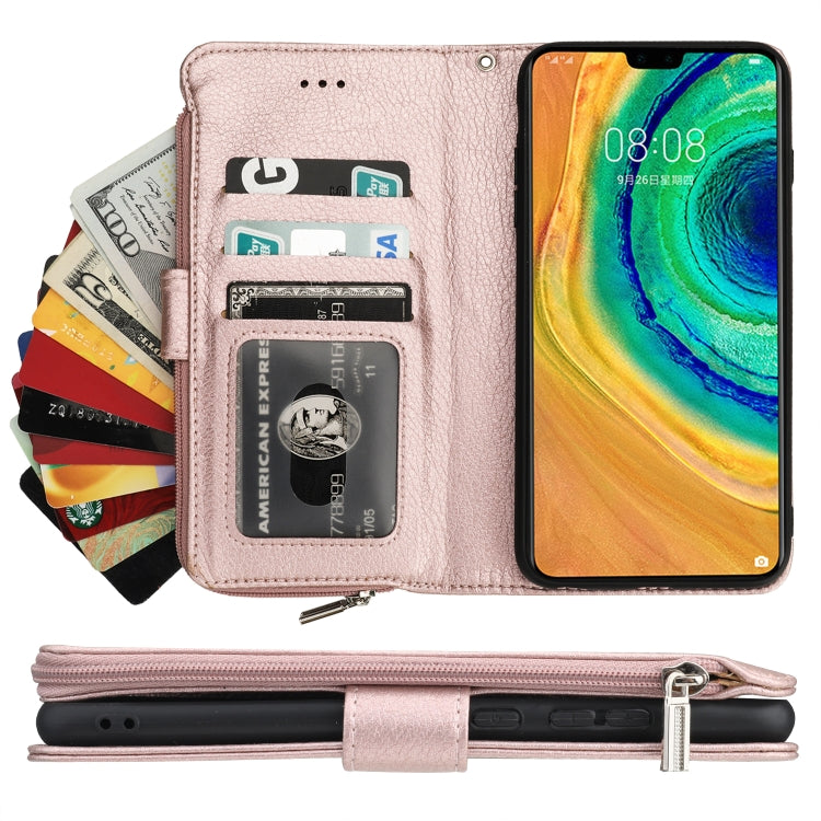 For Huawei Mate 30 Microfiber Zipper Horizontal Flip Leather Case