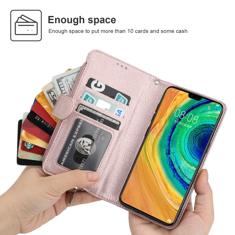 For Huawei Mate 30 Microfiber Zipper Horizontal Flip Leather Case
