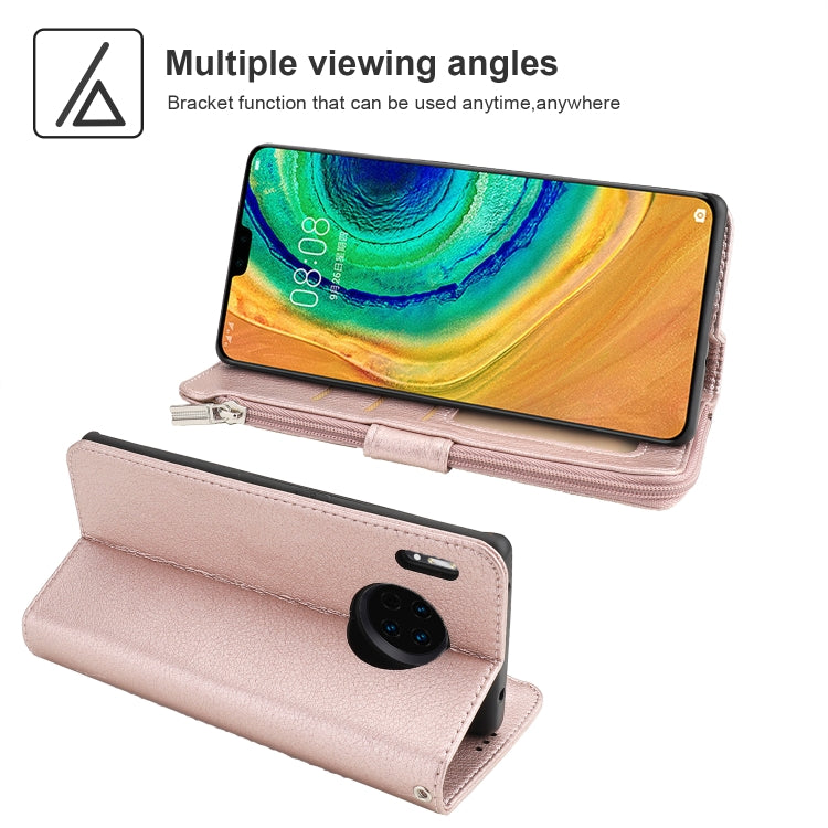 For Huawei Mate 30 Microfiber Zipper Horizontal Flip Leather Case