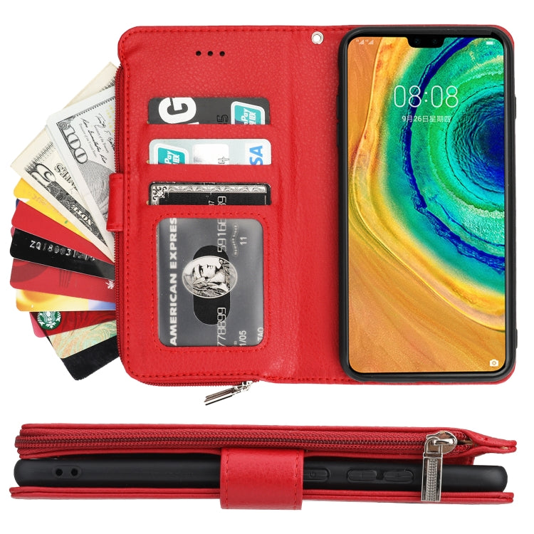 For Huawei Mate 30 Microfiber Zipper Horizontal Flip Leather Case