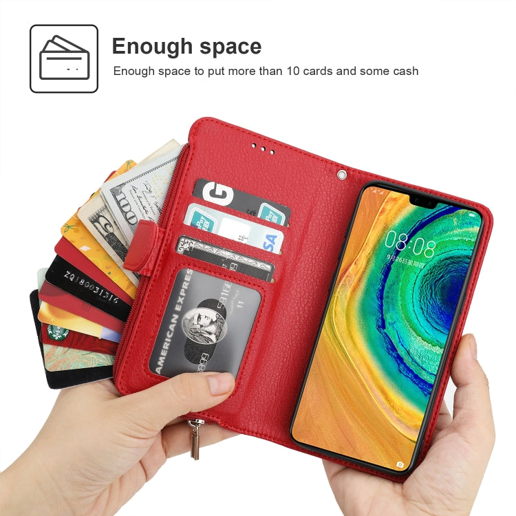 For Huawei Mate 30 Microfiber Zipper Horizontal Flip Leather Case