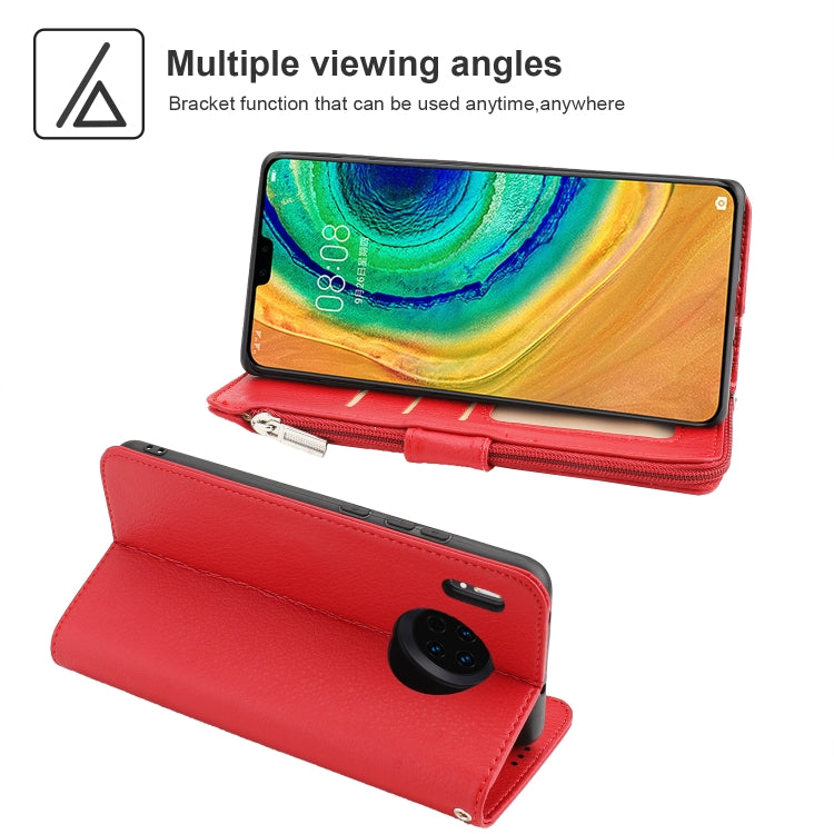 For Huawei Mate 30 Microfiber Zipper Horizontal Flip Leather Case