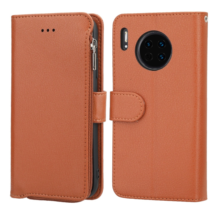 For Huawei Mate 30 Microfiber Zipper Horizontal Flip Leather Case