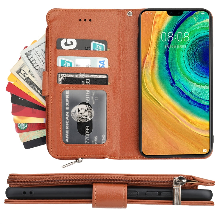 For Huawei Mate 30 Microfiber Zipper Horizontal Flip Leather Case
