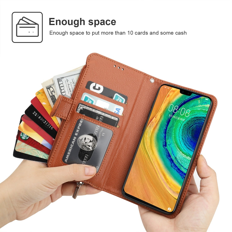 For Huawei Mate 30 Microfiber Zipper Horizontal Flip Leather Case