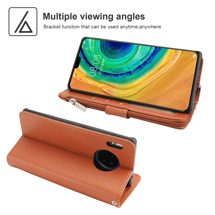 For Huawei Mate 30 Microfiber Zipper Horizontal Flip Leather Case