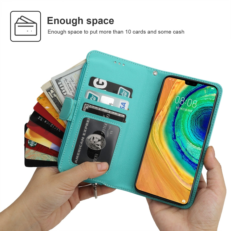 For Huawei Mate 30 Microfiber Zipper Horizontal Flip Leather Case