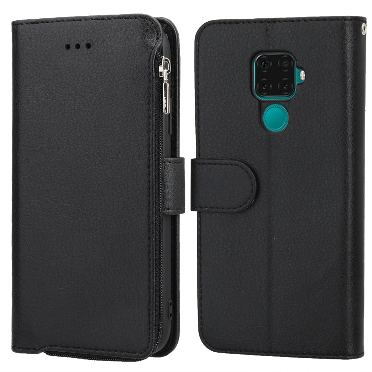 For Huawei Nova 5i Pro / Mate 30 Lite Microfiber Zipper Horizontal Flip Leather Case