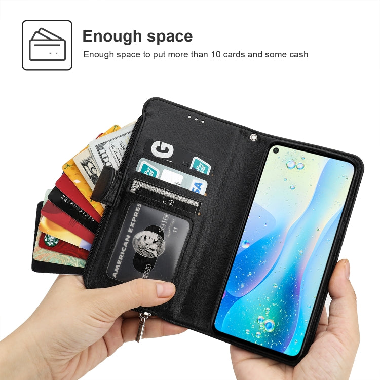 For Huawei Nova 5i Pro / Mate 30 Lite Microfiber Zipper Horizontal Flip Leather Case