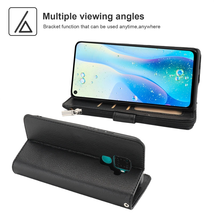 For Huawei Nova 5i Pro / Mate 30 Lite Microfiber Zipper Horizontal Flip Leather Case