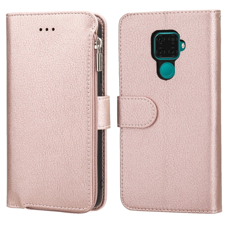 For Huawei Nova 5i Pro / Mate 30 Lite Microfiber Zipper Horizontal Flip Leather Case