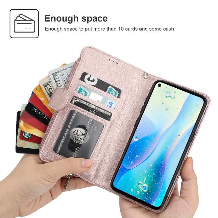 For Huawei Nova 5i Pro / Mate 30 Lite Microfiber Zipper Horizontal Flip Leather Case