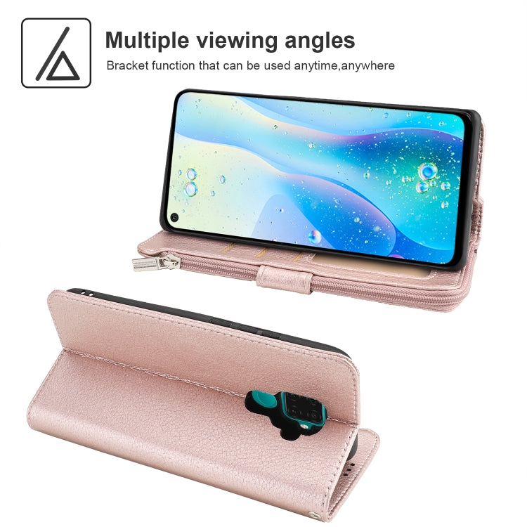 For Huawei Nova 5i Pro / Mate 30 Lite Microfiber Zipper Horizontal Flip Leather Case