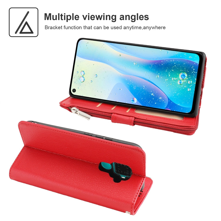 For Huawei Nova 5i Pro / Mate 30 Lite Microfiber Zipper Horizontal Flip Leather Case