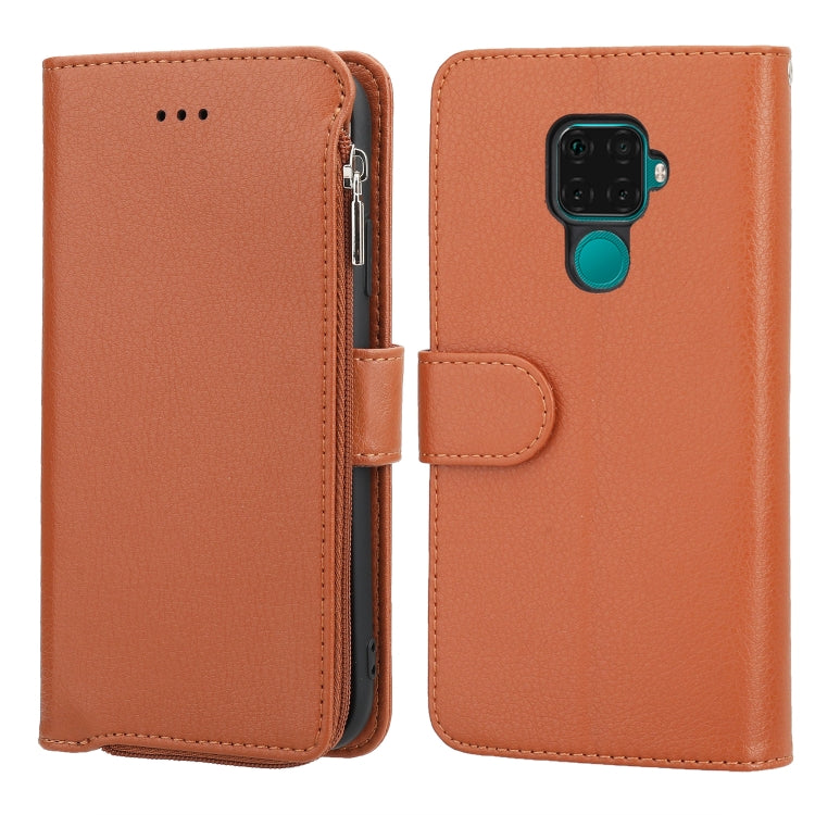 For Huawei Nova 5i Pro / Mate 30 Lite Microfiber Zipper Horizontal Flip Leather Case