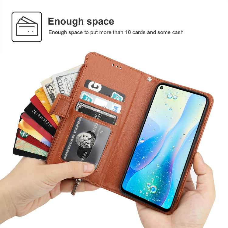 For Huawei Nova 5i Pro / Mate 30 Lite Microfiber Zipper Horizontal Flip Leather Case