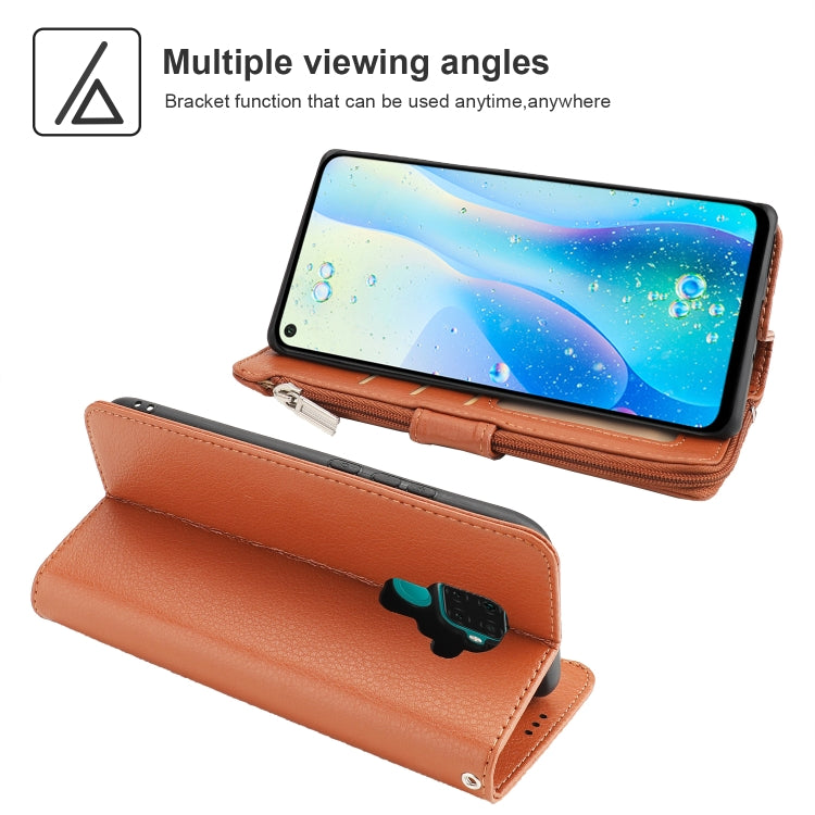 For Huawei Nova 5i Pro / Mate 30 Lite Microfiber Zipper Horizontal Flip Leather Case