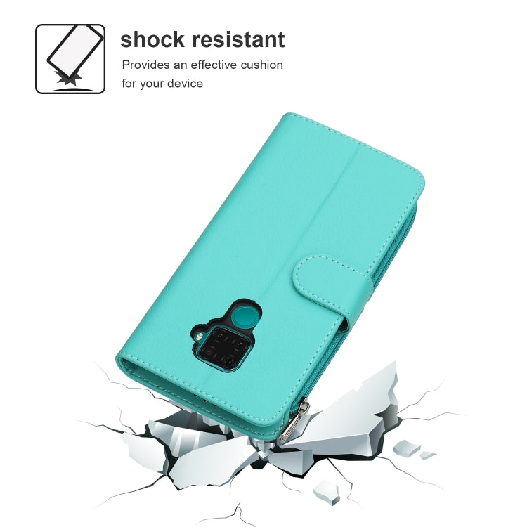 For Huawei Nova 5i Pro / Mate 30 Lite Microfiber Zipper Horizontal Flip Leather Case