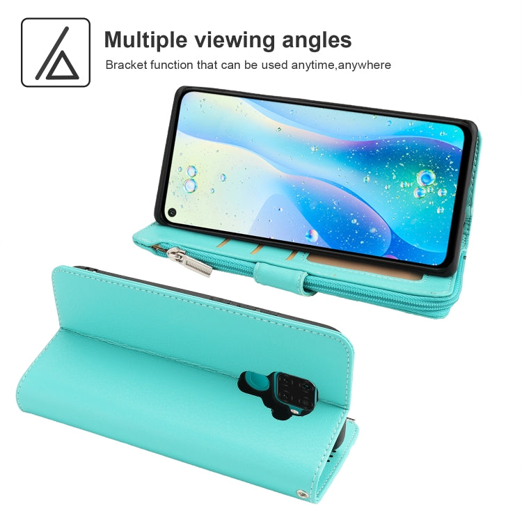 For Huawei Nova 5i Pro / Mate 30 Lite Microfiber Zipper Horizontal Flip Leather Case