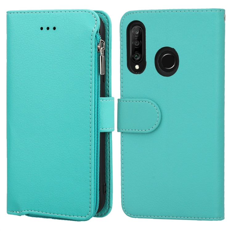 For Huawei P30 Lite Microfiber Zipper Horizontal Flip Leather Case