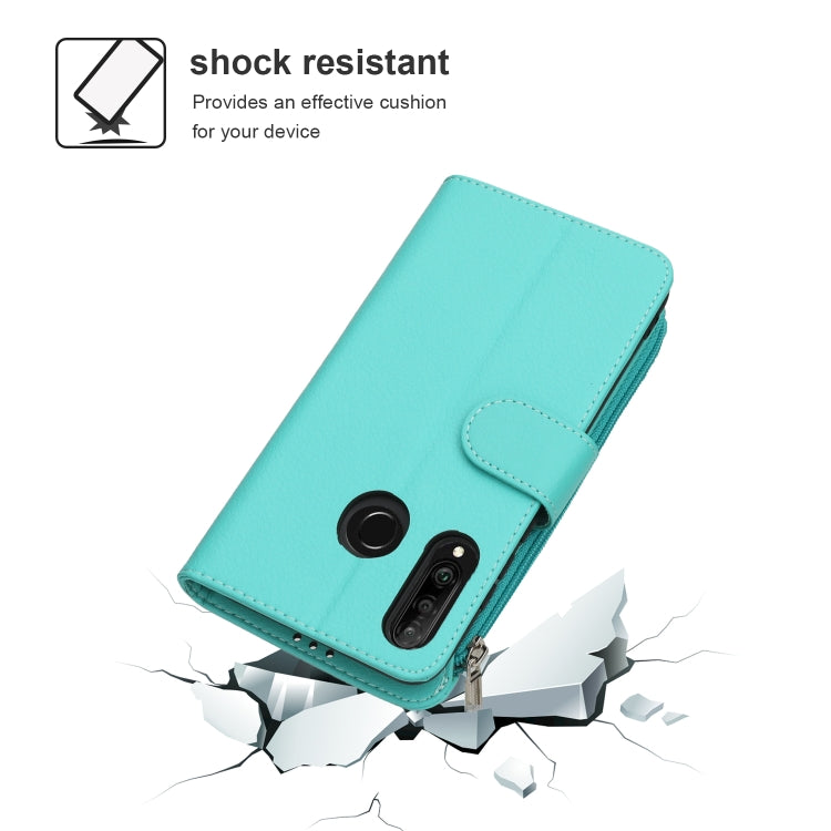 For Huawei P30 Lite Microfiber Zipper Horizontal Flip Leather Case