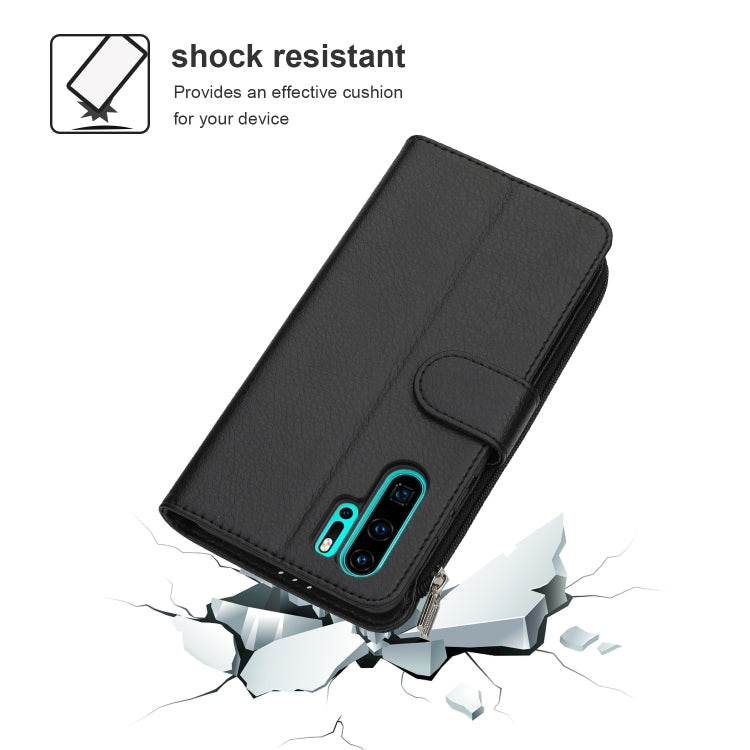 For Huawei P30 Pro Microfiber Zipper Horizontal Flip Leather Case