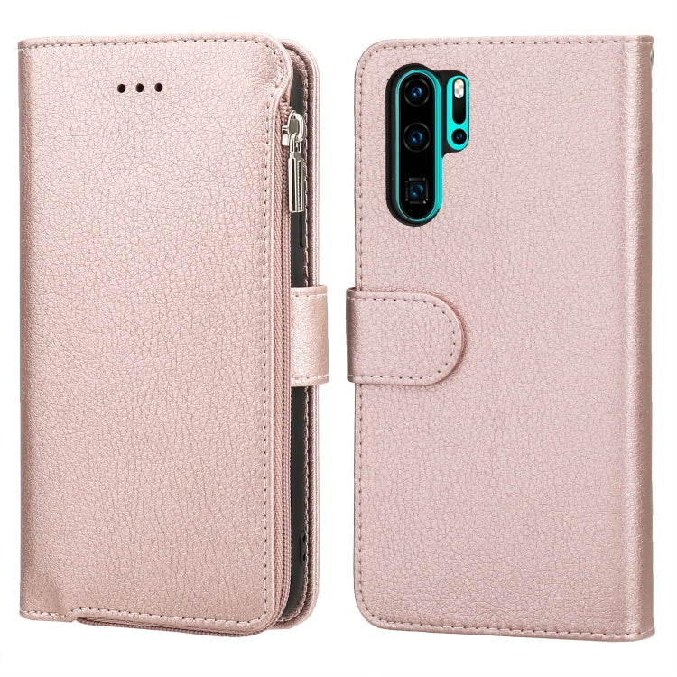 For Huawei P30 Pro Microfiber Zipper Horizontal Flip Leather Case