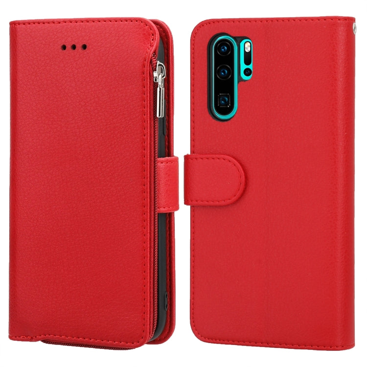 For Huawei P30 Pro Microfiber Zipper Horizontal Flip Leather Case