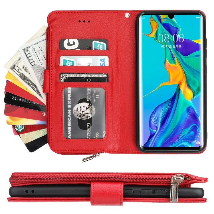 For Huawei P30 Pro Microfiber Zipper Horizontal Flip Leather Case