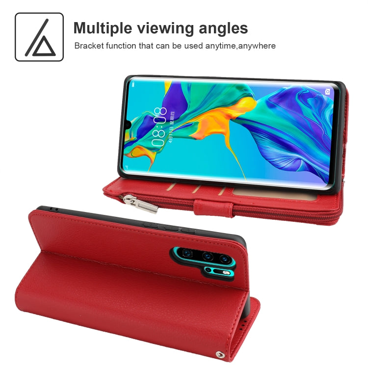 For Huawei P30 Pro Microfiber Zipper Horizontal Flip Leather Case