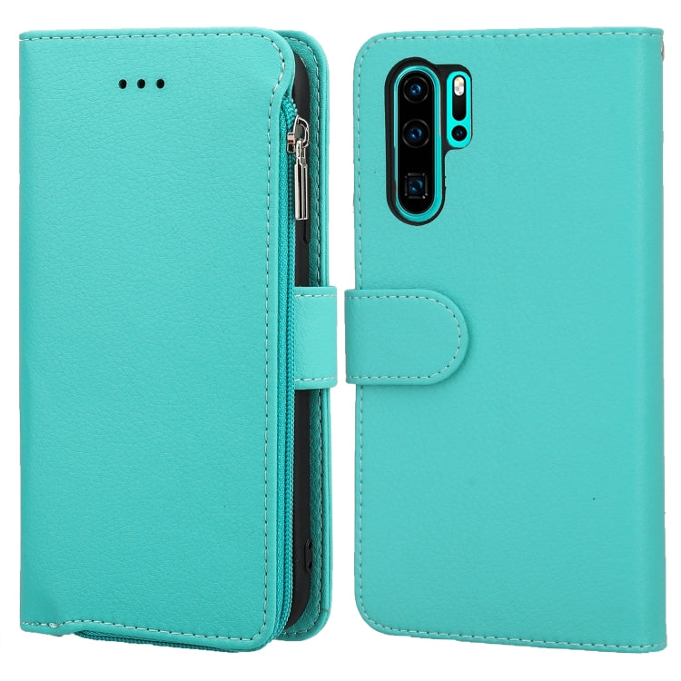 For Huawei P30 Pro Microfiber Zipper Horizontal Flip Leather Case