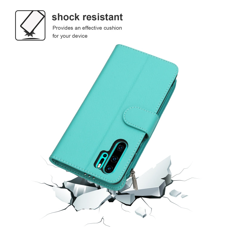For Huawei P30 Pro Microfiber Zipper Horizontal Flip Leather Case