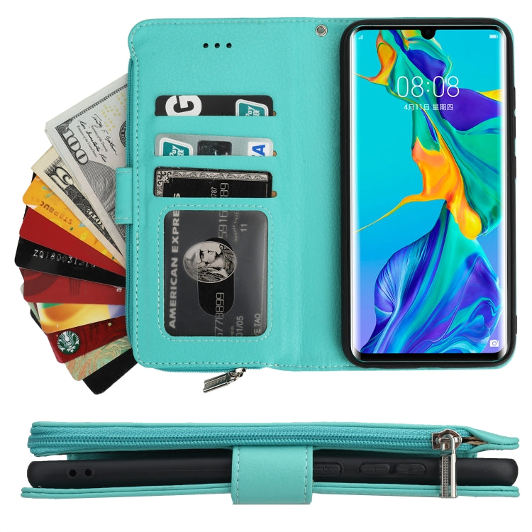For Huawei P30 Pro Microfiber Zipper Horizontal Flip Leather Case