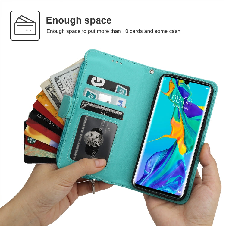 For Huawei P30 Pro Microfiber Zipper Horizontal Flip Leather Case