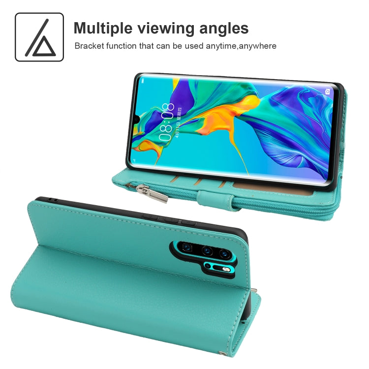 For Huawei P30 Pro Microfiber Zipper Horizontal Flip Leather Case