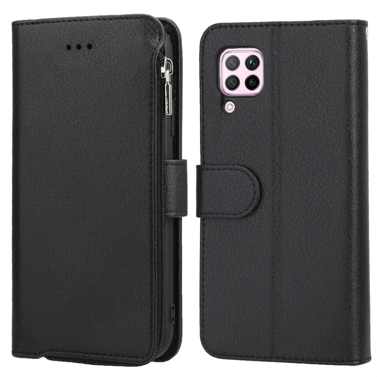 For Huawei P40 Lite / nova 6 SE Microfiber Zipper Horizontal Flip Leather Case
