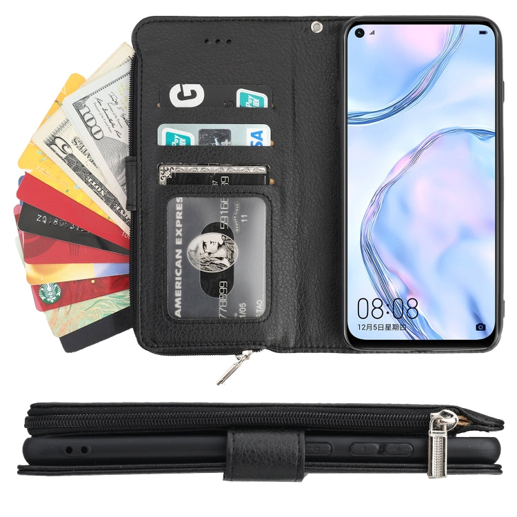 For Huawei P40 Lite / nova 6 SE Microfiber Zipper Horizontal Flip Leather Case