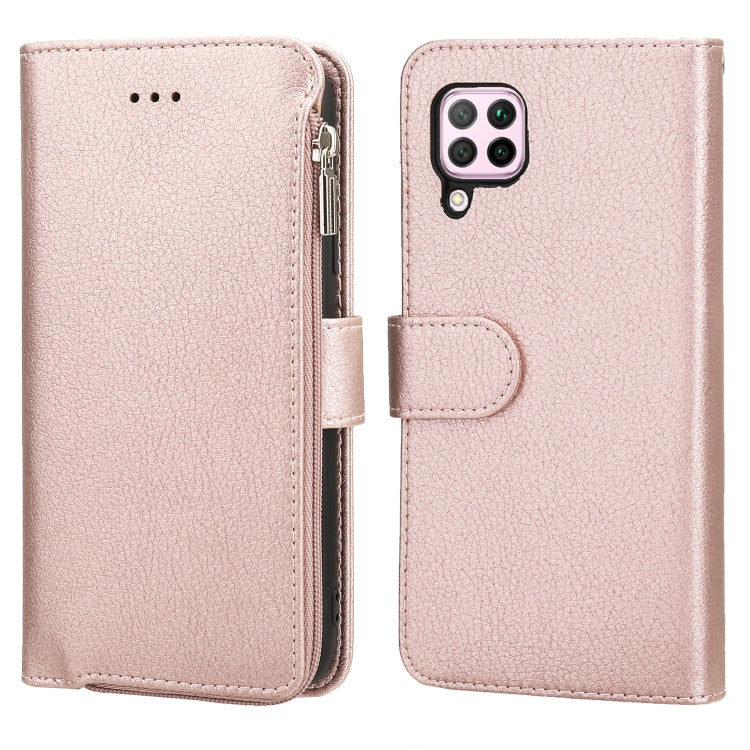 For Huawei P40 Lite / nova 6 SE Microfiber Zipper Horizontal Flip Leather Case